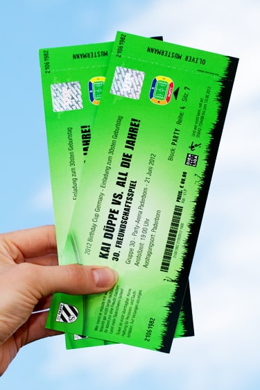 Fussball Ticket als Einladungskarte