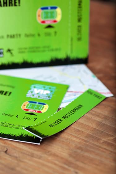 Fussball Ticket als Einladungskarte