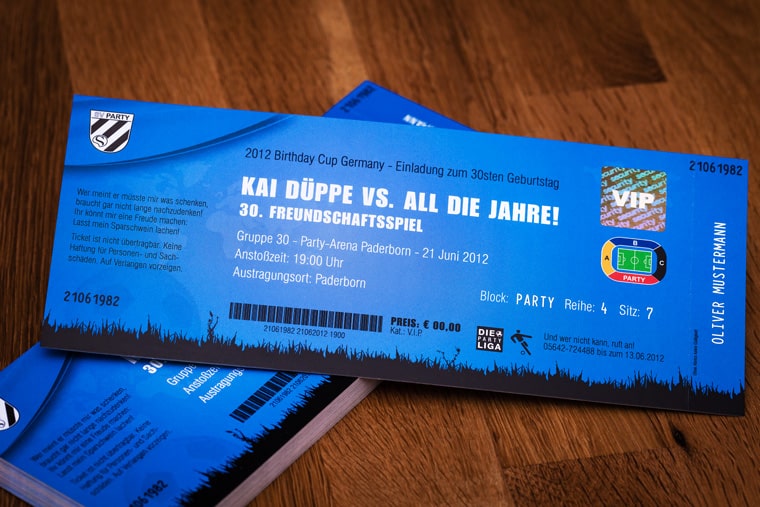 Die Fussball-Ticket-Einladungskarte