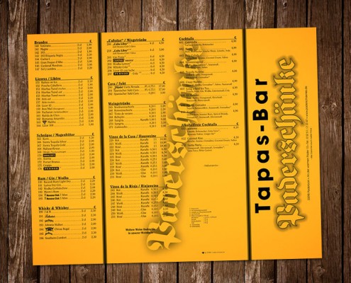 Speisekarte Tapas-Bar Paderschänke
