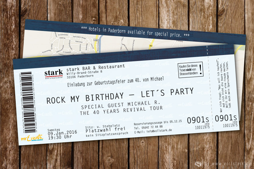 Konzertkarte als Einladungskarte – Rock my Birthday